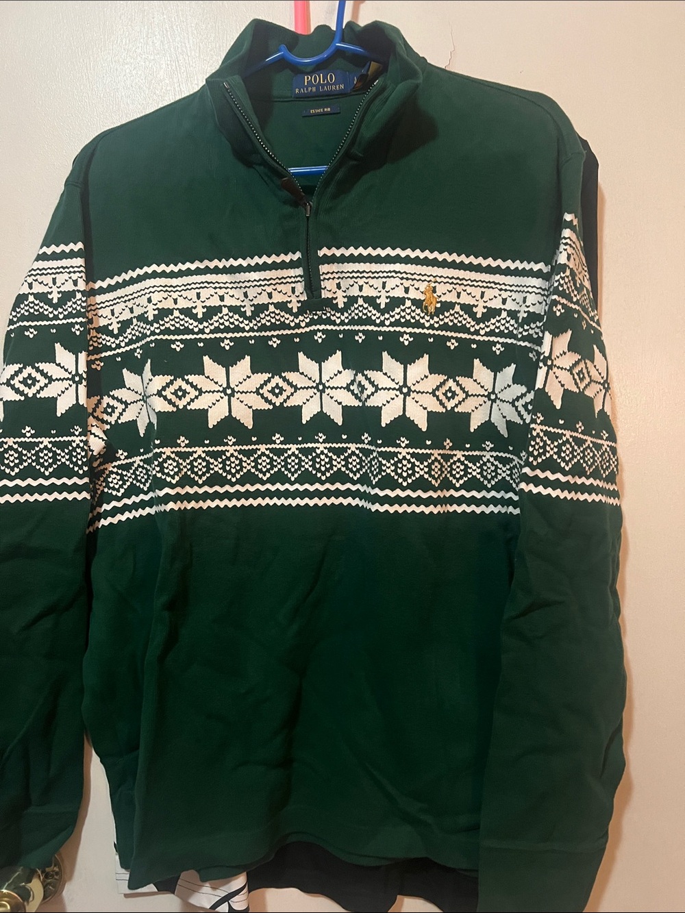 Polo by Ralph Lauren Dark Green Fair Isle Half-Zip Sweater